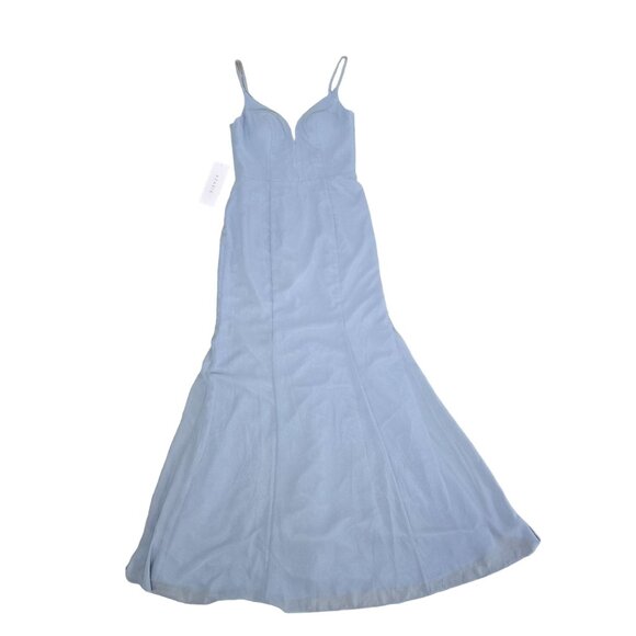 Azazie Ezra NWT size A4 Dusty Blue Dress With Lace Detail Elsa ball gown dress - Picture 8 of 15